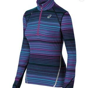 ASICS Women’s‎ 1/2 Zip Bondi Blue Stripe Thermostripe Running Top Size Small